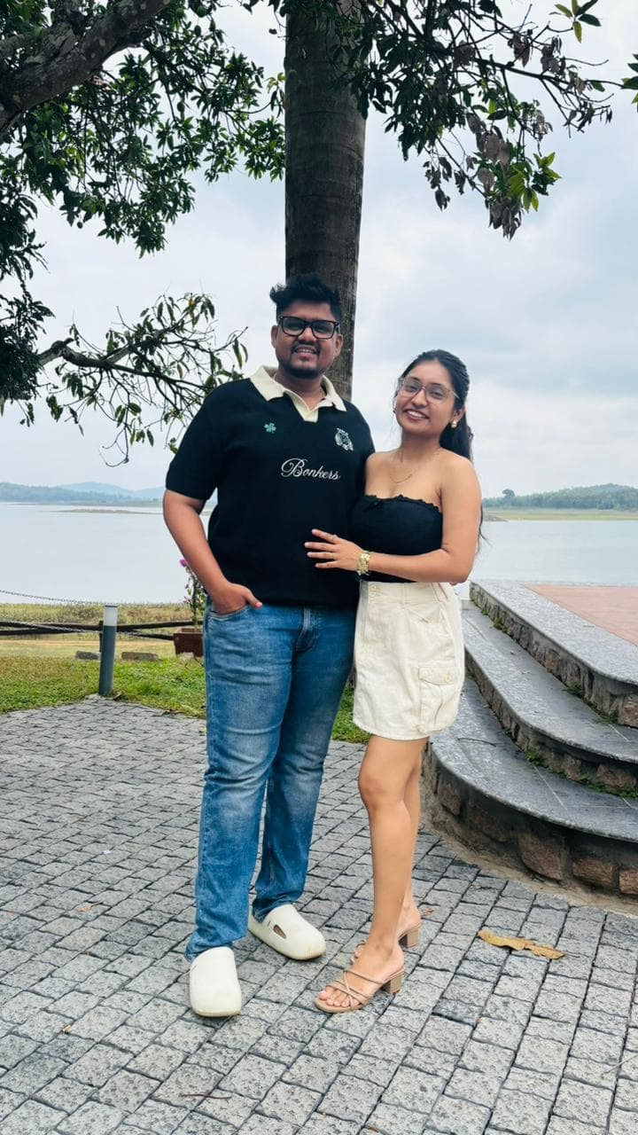 Couple by lakeside